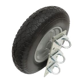 Tech Team #00767 Side-Mount Agricultural Cattle Gate Wheel, 400 lbs. Capacity, 16" Diameter, for Tubular Steel or Wood Gates, Flat-Free Tire, Dual Ball Bearings, Adjustable Height, Heavy-Duty Clamps