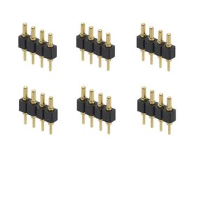 6PCS Gold Plated Spring Loaded Thimble Pogo Pin 7.5mm Long Pin Male Spring Pogopin Header Target Connector Through Hold PCB (4 Pin Male)