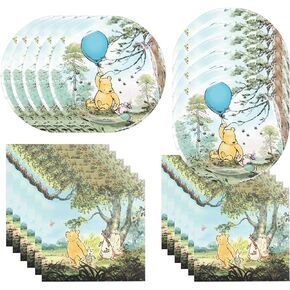 40Pack Winnie the Pooh birthday Party Supplies include 20 plates, 20 napkins for the Pooh Bear party decoration