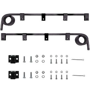 Straight Bar Type Semi Trucks Mud Flap Hangers Complete Kit, 3 Coiled, 0.640" Square Steel - Pack of 1 Pair Hanger w/All Mounting Brackets & Hardware - for Trucks, semi, Trailers, RVs and More