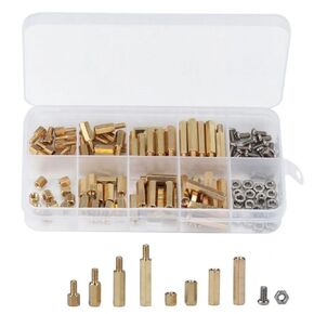 120Pcs M3 Male and Female Copper Column Set Inner Hexagonal Copper Column Screw Brass Spacers Standoffs Screws Nuts Assortment Kit with Box