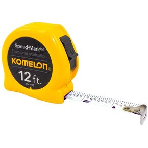 Komelon SM3912 Speed Mark Acrylic Coated Steel Blade Tape Measure 12-Inch by 5/8-Inch, Yellow Case