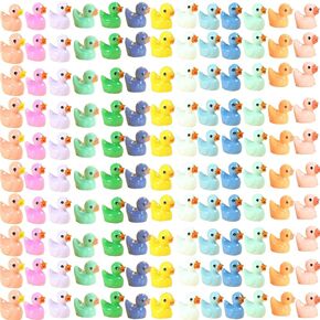 150Pcs Tiny Ducks 13 Colors Little Duck Small Plastic Ducks Miniature Duckies Mini Resin Ducks Bulk for Dollhouse Decor Micro Fairy Garden Landscape Aquarium Tiny Toys (Colour)