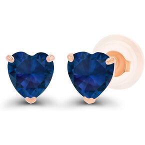 Solid 14K Gold 4mm Heart Genuine Birthstone Stud Earrings For Women | Hypoallergenic Studs | Natural or Created Gemstone Stud Earrings For Women and Girls