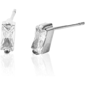 | Hypoallergenic Earrings | Titanium Bijou Stud Earrings | Small Silver Baguette Crystal Detail | Titanium Stud Earrings for Women | Earrings Studs, Sensitive Ears, Trendy Womens Earring Set