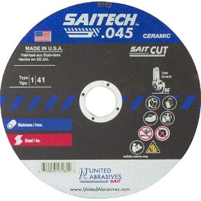 United Abrasives- SAIT 23172 Saitech High Performance Cut-Off Wheels (Type 1/Type 41 Flat) 4" x .045" x 5/8", 50-Pack,Multi