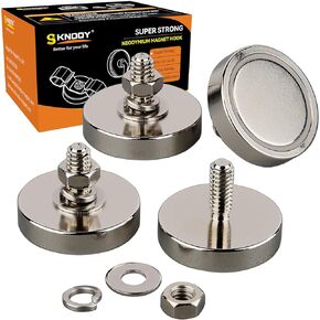 Strong Round Cup Magnet with M6 Male Thread, 4 Pack Heavy Duty Rare Earth Pot Magnets, Super Powerful Removable Neodymium Magnet Mounting Base for Lighting, Tools, Camera, Equipment