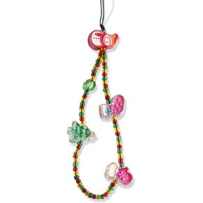 Christmas Beaded Phone Cute Decorative Charm Lanyard Wrist Strap Xmas Phone Lanyard Charms Bead Christmas Keychain Bracelet for Women Girls