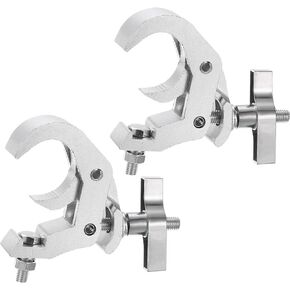 uxcell Light Truss Clamps، 1.2 بوصة عرض أنبوب إضاءة المسرح C المشبك سبائك الألومنيوم لـ 1.57-2.05 بوصة OD أنبوب أقصى تحميل 200 رطل، فضي 2 قطعة
