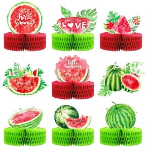 9 Pcs Watermelon Honeycomb Centerpiece Watermelon Party Decorations Summer Fruit Supplies Watermelon Party Supplies 3D Watermelon Table Decorations for Baby Shower Summer Party Decorations Photo Props in Saudi Arabia
