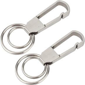 Wisdompro 2 Pcs Stainless Steel Key Chain, Heavy Duty Keychain Clip with Belt Hook