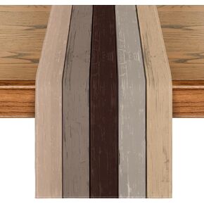Artoid Mode Green Retro Rustic Wood Texture Table Runner, Seasonal Spring Kitchen Dining Table Decoration for Home Party Decor 13x72 Inch