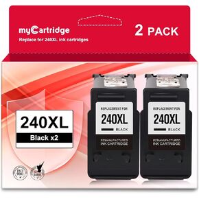 myCartridge 240XL Black Remanufactured Ink Cartridge Replacement for Canon 240XL Black Ink Cartridge PG-240XL 240 PG-240 XL Use with PIXMA MG3620 MG3600 MG3520 MG3120 TS5120 MX452 (2 Pack)