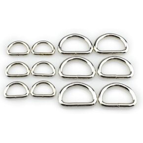 Extra Thick Welded Strong 2 Size D Shape Rings D Ring Metal Heavy Duty Silver 0.62 1 Inside Width 12 Pack for Dog Collars Harnesses Fabric Paracord DIY Strap Webbing Craft Smooth Rust Proof