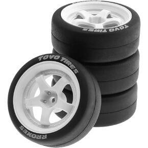 1/10 RC Drift Tires and Hard Plastic Wheels 12mm Hex On Road Tyres for 1:10 Scale Rally Racing Car Tamiya TT01 TT02 XV01 TA06 A959 PTG2 144001 HPI KYOSHO HSP PTG2 Traxxas Touring Street 4PCS