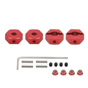 RCAWD for ARRMA 3S Mega550 Alloy 14mm Wheel Hex Hub Adaptor 4pcs M4 Flanged Lock Nut 4pcs 1-10 Vorteks Senton Granite Big Rock Typhon Gorgon Upgrade Parts(Red)