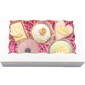 50pcs 7x4.5x1.5 Inch Cookie Boxes with Window White Dessert Boxes Pastry Boxes Small Gift Boxes Bakery Boxes Macaron Boxes Strawberry Boxes