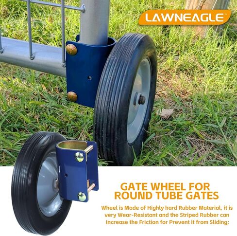 S16100600 Gate Wheel for Round Tube Gates 1-5/8" to 2" in Diameter, Quality Solid Steel Structure and Highly Hard Rubber Material for Various Terrains Such as Concrete, Grass, Gravel Ground in Saudi Arabia