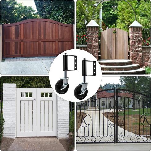 Spring Loaded Gate Caster, Heavy Duty Gate Wheels with Universal Mount Plate, 2 Pack Rubber Gate Caster 220 Lbs Capacity, 4 Inches (Silver), with Side Lock Brake in Saudi Arabia