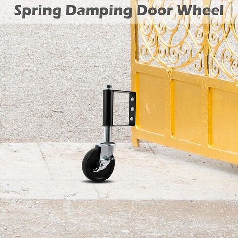 Spring Loaded Gate Caster, Heavy Duty Gate Wheels with Universal Mount Plate, 2 Pack Rubber Gate Caster 220 Lbs Capacity, 4 Inches (Silver), with Side Lock Brake in Saudi Arabia