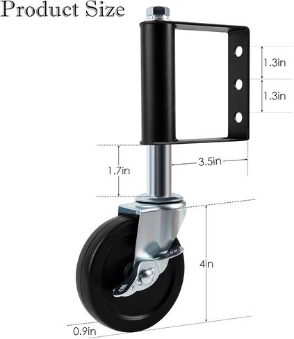 Spring Loaded Gate Caster, Heavy Duty Gate Wheels with Universal Mount Plate, 2 Pack Rubber Gate Caster 220 Lbs Capacity, 4 Inches (Silver), with Side Lock Brake in Saudi Arabia