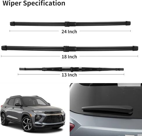 استبدال ممسحة الزجاج الأمامي من WINNERS متوافق مع 2021 Chevy Trailblazer، شفرات ممسحة لسيارتي، تتضمن شفرة ممسحة أمامية 24 بوصة، 18 بوصة وشفرة ممسحة خلفية 13 بوصة in Kuwait