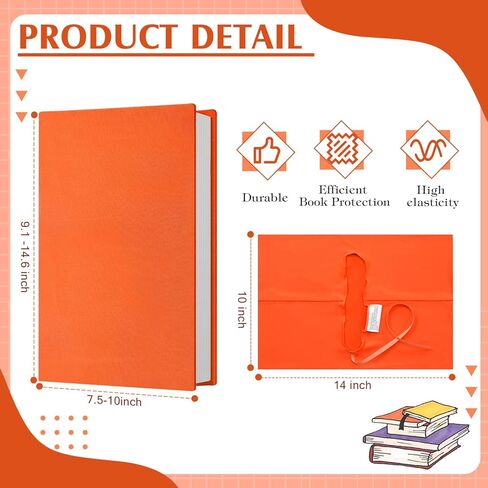 Gueevin 3 Pcs Jumbo Book Covers Stretchable Textbook Jackets Fits Most Hardcover Books up to 9.5 x 14 Inch Washable Protective Textbook Cover Reusable Book Protector for Girls Boys Kids (Orange) in Saudi Arabia