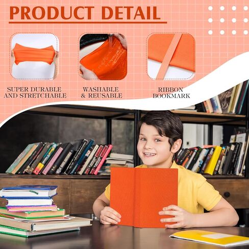 Gueevin 3 Pcs Jumbo Book Covers Stretchable Textbook Jackets Fits Most Hardcover Books up to 9.5 x 14 Inch Washable Protective Textbook Cover Reusable Book Protector for Girls Boys Kids (Orange) in Saudi Arabia