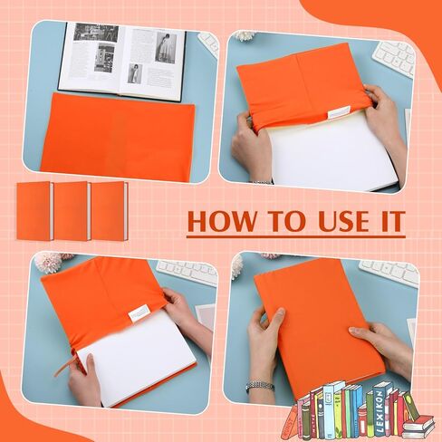 Gueevin 3 Pcs Jumbo Book Covers Stretchable Textbook Jackets Fits Most Hardcover Books up to 9.5 x 14 Inch Washable Protective Textbook Cover Reusable Book Protector for Girls Boys Kids (Orange) in Saudi Arabia