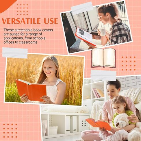 Gueevin 3 Pcs Jumbo Book Covers Stretchable Textbook Jackets Fits Most Hardcover Books up to 9.5 x 14 Inch Washable Protective Textbook Cover Reusable Book Protector for Girls Boys Kids (Orange) in Saudi Arabia