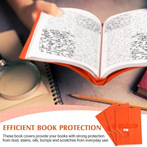 Gueevin 3 Pcs Jumbo Book Covers Stretchable Textbook Jackets Fits Most Hardcover Books up to 9.5 x 14 Inch Washable Protective Textbook Cover Reusable Book Protector for Girls Boys Kids (Orange) in Saudi Arabia