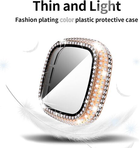 RICHONE [3 عبوات] حافظات بلينغ متوافقة مع حافظة حماية شاشة الساعة الذكية Fitbit Versa 3، أغطية ممتصة للصدمات الماسية إطار صلب لملحقات ساعة Fitbit Sense (شفاف × 3) in Kuwait