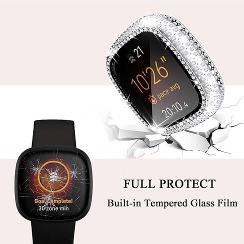 RICHONE [3 عبوات] حافظات بلينغ متوافقة مع حافظة حماية شاشة الساعة الذكية Fitbit Versa 3، أغطية ممتصة للصدمات الماسية إطار صلب لملحقات ساعة Fitbit Sense (شفاف × 3) in Kuwait