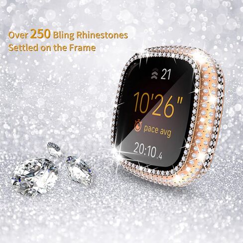 RICHONE [3 عبوات] حافظات بلينغ متوافقة مع حافظة حماية شاشة الساعة الذكية Fitbit Versa 3، أغطية ممتصة للصدمات الماسية إطار صلب لملحقات ساعة Fitbit Sense (شفاف × 3) in Kuwait