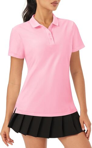 MAGCOMSEN Women's Polo Shirts Quick Dry Short Sleeve Golf Shirt Moisture Wicking 4-Button Shirt in Saudi Arabia