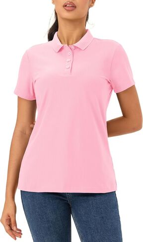 MAGCOMSEN Women's Polo Shirts Quick Dry Short Sleeve Golf Shirt Moisture Wicking 4-Button Shirt in Saudi Arabia