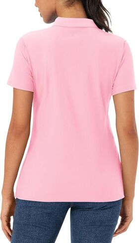 MAGCOMSEN Women's Polo Shirts Quick Dry Short Sleeve Golf Shirt Moisture Wicking 4-Button Shirt in Saudi Arabia