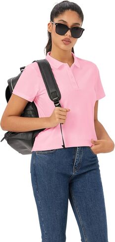 MAGCOMSEN Women's Polo Shirts Quick Dry Short Sleeve Golf Shirt Moisture Wicking 4-Button Shirt in Saudi Arabia