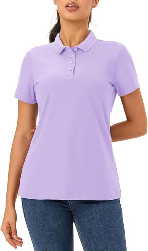 MAGCOMSEN Women's Polo Shirts Quick Dry Short Sleeve Golf Shirt Moisture Wicking 4-Button Shirt in Saudi Arabia