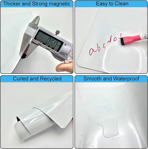 3 قطع سبورة بيضاء مغناطيسية للثلاجة، لوحة مسح جافة للثلاجة، سبورة بيضاء مغناطيسية صغيرة لباب الثلاجة، تتضمن علامات مع مغناطيس، ممحاة (12 بوصة × 8 بوصة، أبيض) in Kuwait