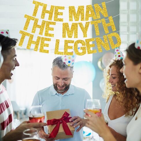 لافتة BEISHIDA باللون الأسود اللامع The Man The Myth The Legend، ديكورات أعياد الميلاد للرجال، لافتة التقاعد، لوازم حفلات أعياد الميلاد أو حفلات التقاعد (بدون DIY) in Kuwait