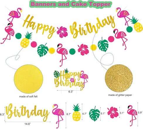 Flamingo Birthday Decorations, Flamingo Birthday Party Supplies, Flamingo Party Decorations, Aloha Hawaiian Luau Tropical Pineapple Summer Beach Party Decorations Supplies in Kuwait
