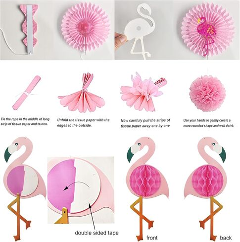 Flamingo Birthday Decorations, Flamingo Birthday Party Supplies, Flamingo Party Decorations, Aloha Hawaiian Luau Tropical Pineapple Summer Beach Party Decorations Supplies in Kuwait