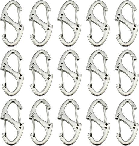 RLECS 15PCS 41mm/1.6inch Silver Luggage Zip Clip Anti Theft Device Backpack Zip Puller Double Head Spring Loaded Zinc Alloy S Shaped Keychain Hook Suitable for Attaching Key and Chain and Rope Lock in Saudi Arabia