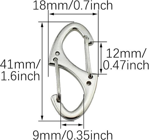 RLECS 15PCS 41mm/1.6inch Silver Luggage Zip Clip Anti Theft Device Backpack Zip Puller Double Head Spring Loaded Zinc Alloy S Shaped Keychain Hook Suitable for Attaching Key and Chain and Rope Lock in Saudi Arabia