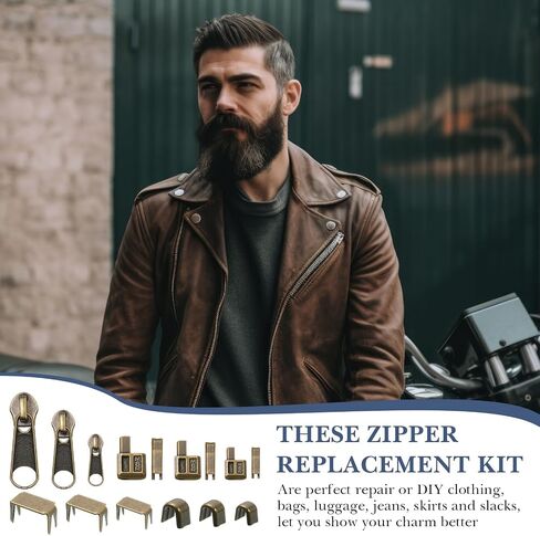 Yuxung 272 Pieces Zipper Repair Kit Replacement Zipper Pulls, Zipper Latch Slider, Installation Tools Zipper Stopper Slider Repair Tool Kit for Metal Plastic Nylon Coil Jacket Zippers (Size 8/5/3) in Saudi Arabia