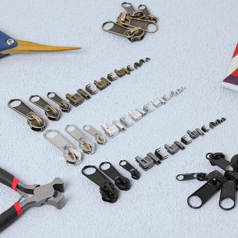 Yuxung 272 Pieces Zipper Repair Kit Replacement Zipper Pulls, Zipper Latch Slider, Installation Tools Zipper Stopper Slider Repair Tool Kit for Metal Plastic Nylon Coil Jacket Zippers (Size 8/5/3) in Saudi Arabia