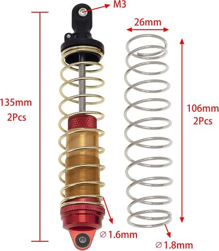 DKKY Aluminum Alloy Shock Absorber Locking Design for 1/10 1/8 ARRMA Short Course Truck (113MM, Blue) in Saudi Arabia