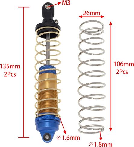 DKKY Aluminum Alloy Shock Absorber Locking Design for 1/10 1/8 ARRMA Short Course Truck (113MM, Blue) in Saudi Arabia