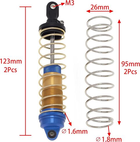 DKKY Aluminum Alloy Shock Absorber Locking Design for 1/10 1/8 ARRMA Short Course Truck (113MM, Blue) in Saudi Arabia
